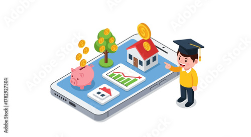 Mobile Financial Planning Students Future Investments and Savings Visualization