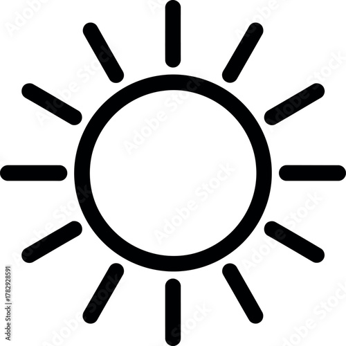 Vector Illustration of a Simple Sun Icon, Minimalist Design for Weather and Brightness Concepts