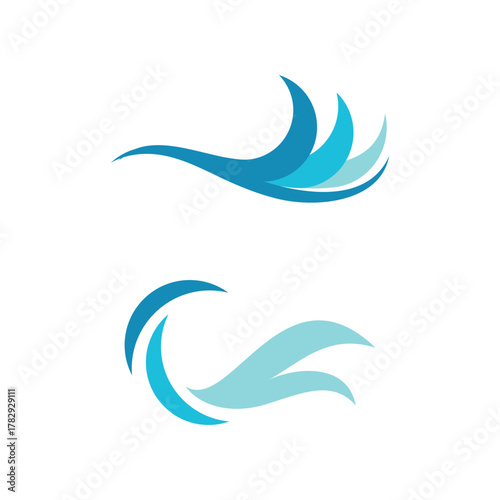 Water wave dynamic icon set logo template for nature brand product, element event
