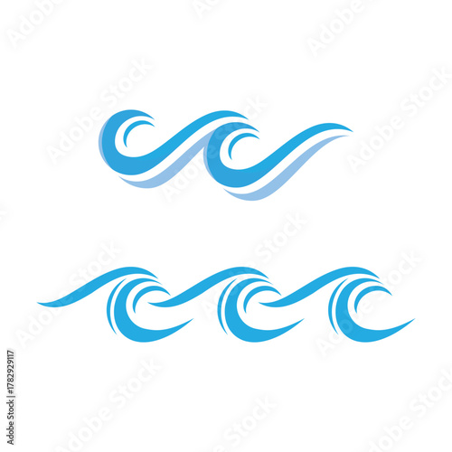 Water wave dynamic icon set logo template with R Letter Concept for nature brand product, element event