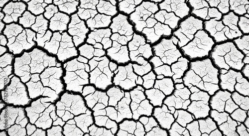 Dry cracked soil is a desolate landscape. Close-up of dark cracked dry soil structure