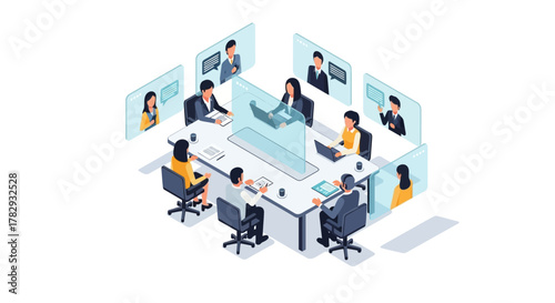 Isometric View of a Virtual Meeting with Diverse Participants