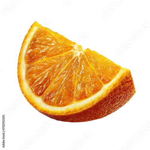 Single Juicy Orange Slice with Realistic Detail Isolated on Transparent Background