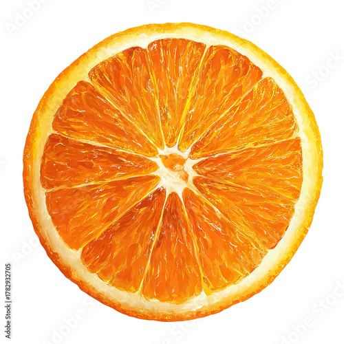 Single Juicy Orange Slice with Realistic Detail Isolated on Transparent Background