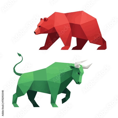 Bull and Bear Market polygon Illustration