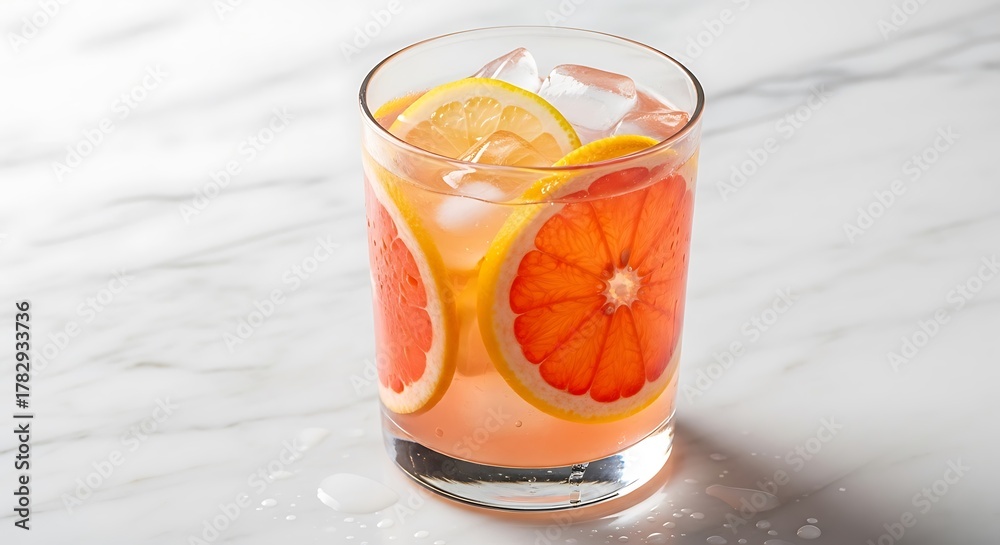 Fototapeta premium Refreshing Citrus Cocktail with Grapefruit and Lemon Slices.