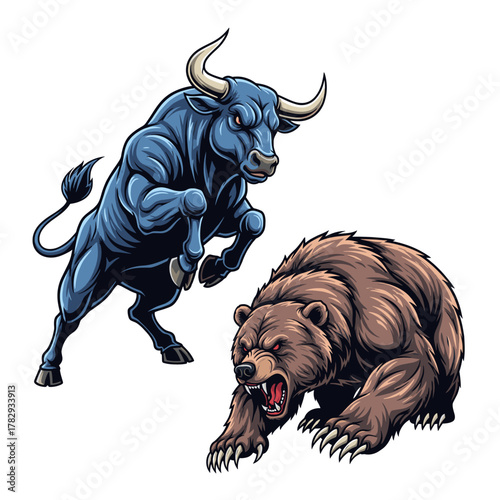 Aggressive Bull and Bear Market Illustration