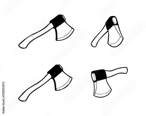 Set of axes in doodle style. Vector illustration