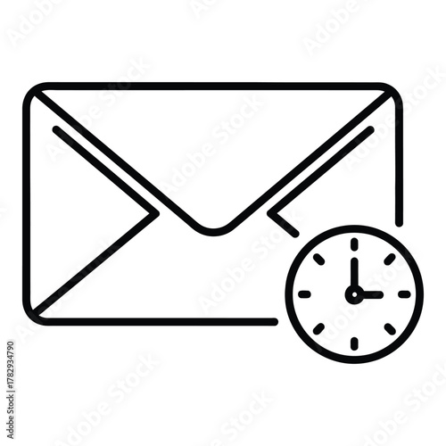 Email envelope and clock icon representing timely communication delivery