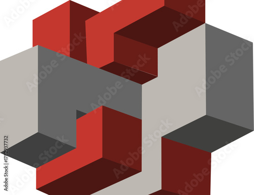 Abstract Interlocking Geometric Shapes Modern 3D Illusion Design