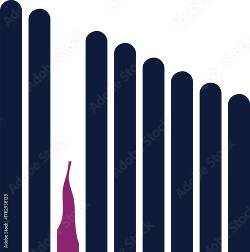 A texture with large vertical stripes. One of them is cut off and resembles fire.