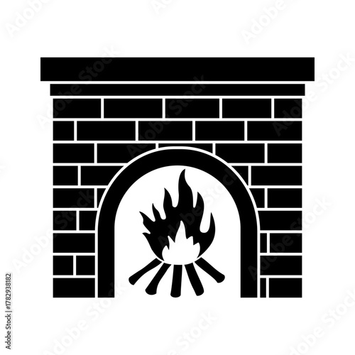 Fireplace Icon Black