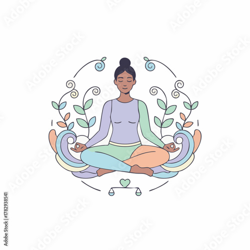 Woman meditating in lotus pose finding inner peace and balance