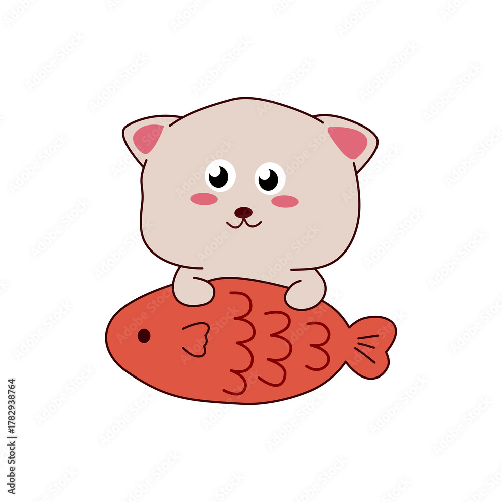 Fototapeta premium cute gray cat sticker for children