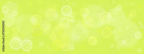 Abstract Light Green Background with Glowing Bokeh Circles and Delicate Snowflake Shapes for Seasonal Celebrations