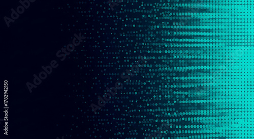 Teal blue digital dots fading from dark to light abstract background