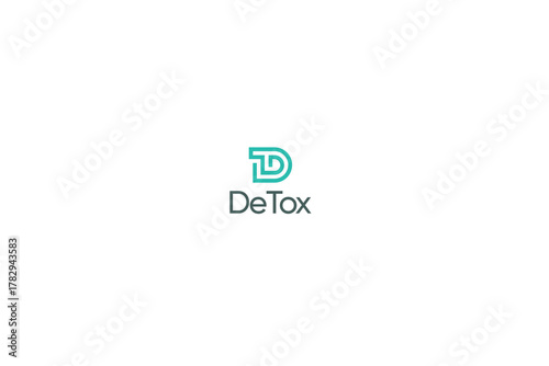 Letter DT line art technological modern logo 