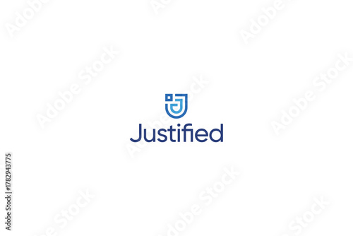 Letter J line art technological pixel dot simple logo 