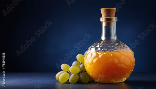 bottle of orange juice and grapes