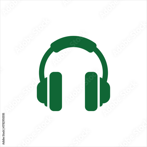 Over-ear headphones vector simple black icon, symbolizing audio, music, listening and sound. Headphones ideal for multimedia interfaces, music apps, audio equipment, podcasting.