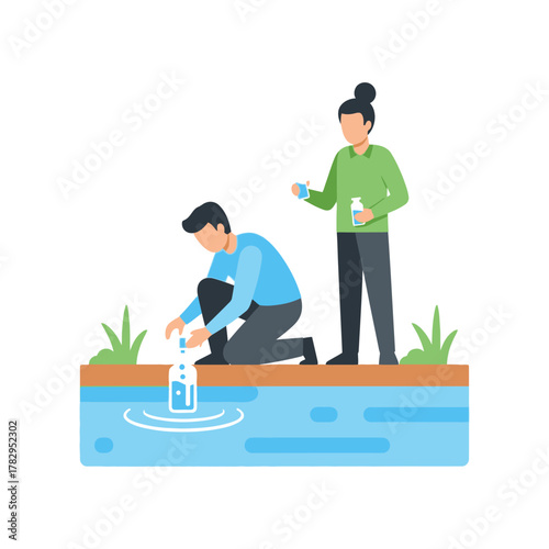 Water Quality Testing by Scientists in a Natural Environment.