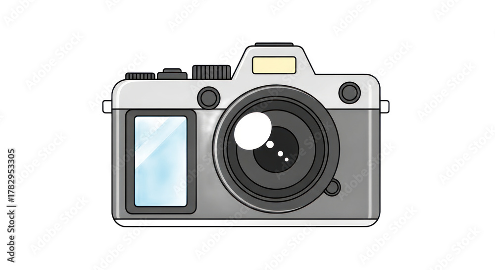 Fototapeta premium Cartoon camera illustration against transparent background photography concept