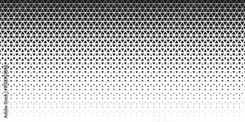 Abstract black triangle geometric pattern background on white background. Halftone triangles pattern. Abstract geometric gradient background. Vector Eps 10