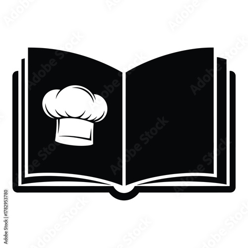Open book with chef hat illustration culinary guide recipe book concept