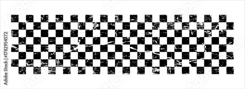 Race flag grunge background, car rally or motocross finish flag with vector checker pattern. Grunge race flag for car racing sport or bike speedway, motorsport.Vector ilustration