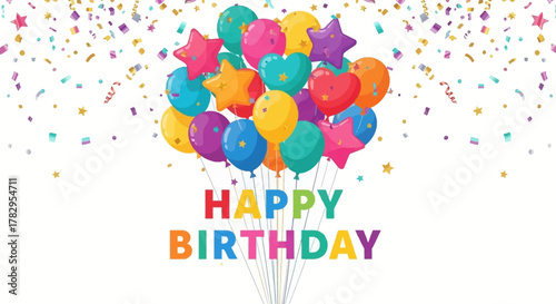 Happy Birthday Balloons Confetti Celebration Event Joyful Surprise Party
