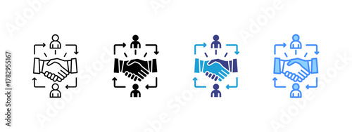 Partnership Handshake  icon set multiple style collection
