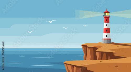 Coastal Lighthouse Beacon - A Guiding Light on the Cliffside.