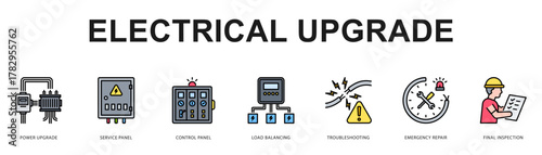 Electrical Upgrade Modern and clean web banner illustration featuring thematic icons for visual communication