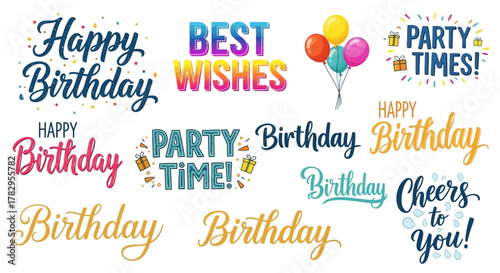 Happy Birthday wishes, Best Wishes, Party Time, Cheers to you, Happy Birthday greetings