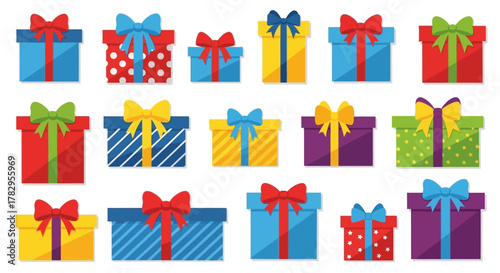 Festive gift boxes assortment Colorful presents for celebrations and special occasions