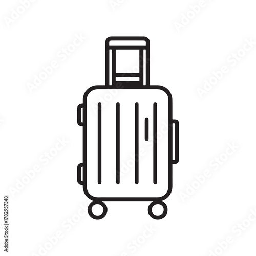Line art of a suitcase with handle and wheels for travel