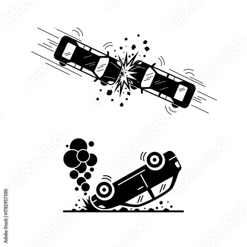 Car Accident and Crash Incidents Icons Set