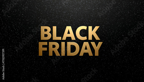 Texto Black Friday dourado sobre fundo preto elegante