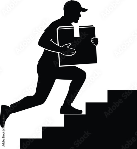 Delivery Worker Carrying Box Silhouette VectorDelivery Worker Carrying Box Silhouette Vector