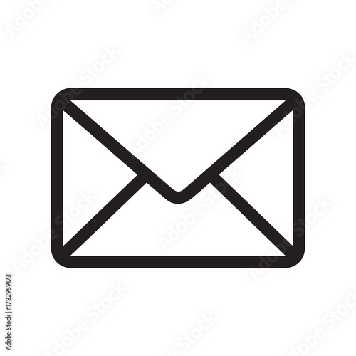 Simple Black Outline of an Email or Message Envelope Icon