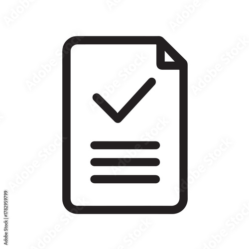 with Check Mark Icon Black and White Approval Symbol