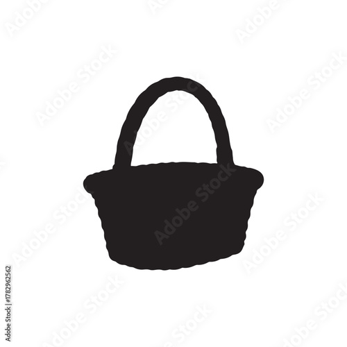 Wicker basket vector icon.