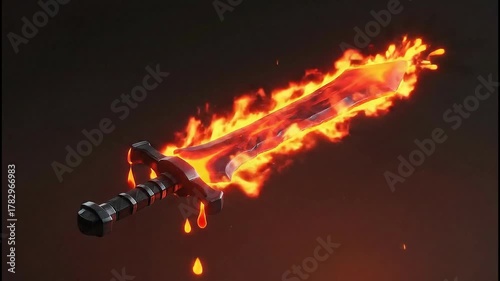 Fiery Explosion and Flaming Sword A Visual Spectacle of Power and Destruction.