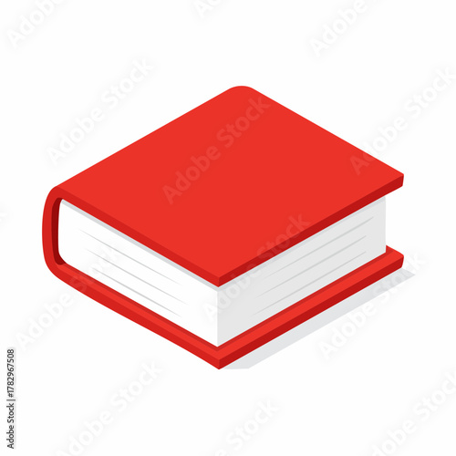 A simple red book with white pages shown from an isometric perspective.