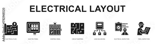 Electrical Layout Modern and clean web banner illustration featuring thematic icons for visual communication