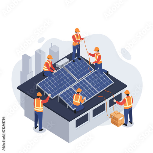 Rooftop Solar Installers Working Together