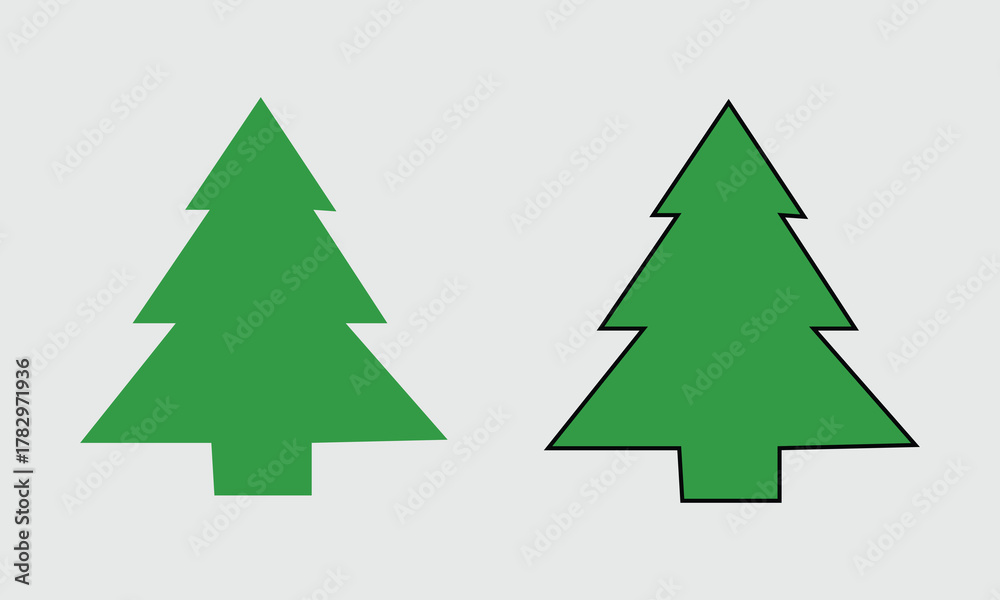 Fototapeta premium Stylized Evergreen Tree Icons in Flat Design