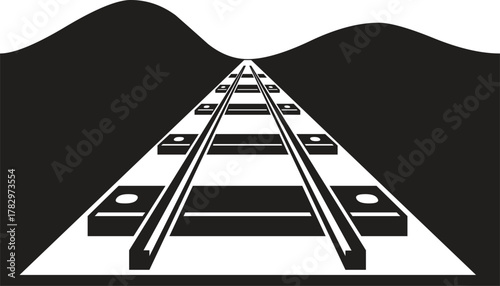 Train Tracks Perspective Icon railway railroad