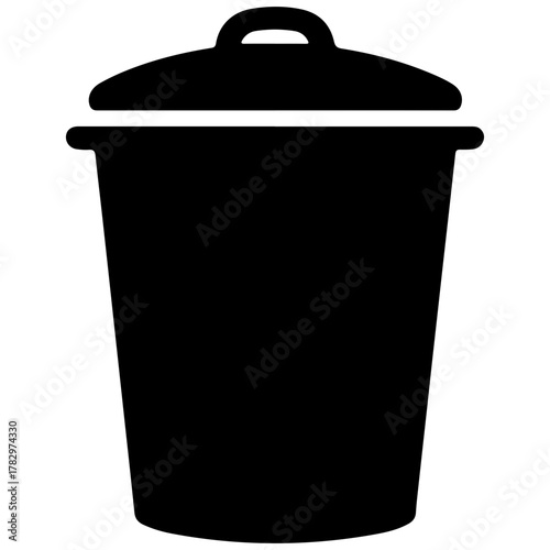 Black silhouette of a trash can with a lid