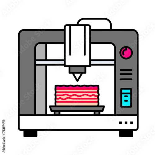 3D Bioprinter Printing Human Tissue – Flat Bold Line Futuristic Medical Icon